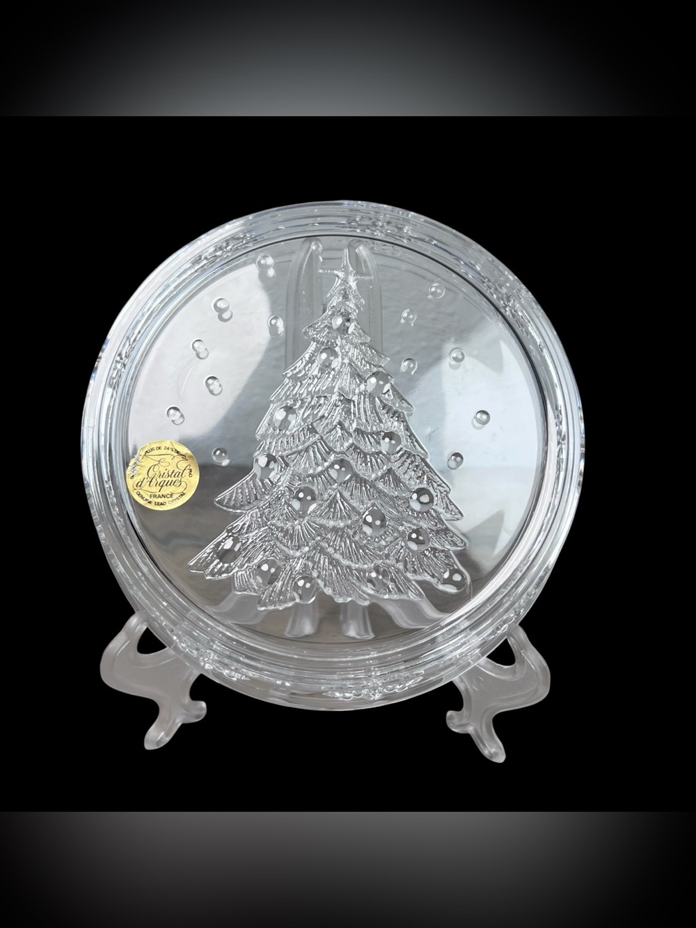 Vintage Cristal d'Arques Christmas Tree Genuine Lead Crystal Bowl Made in France - Picture 3 of 13